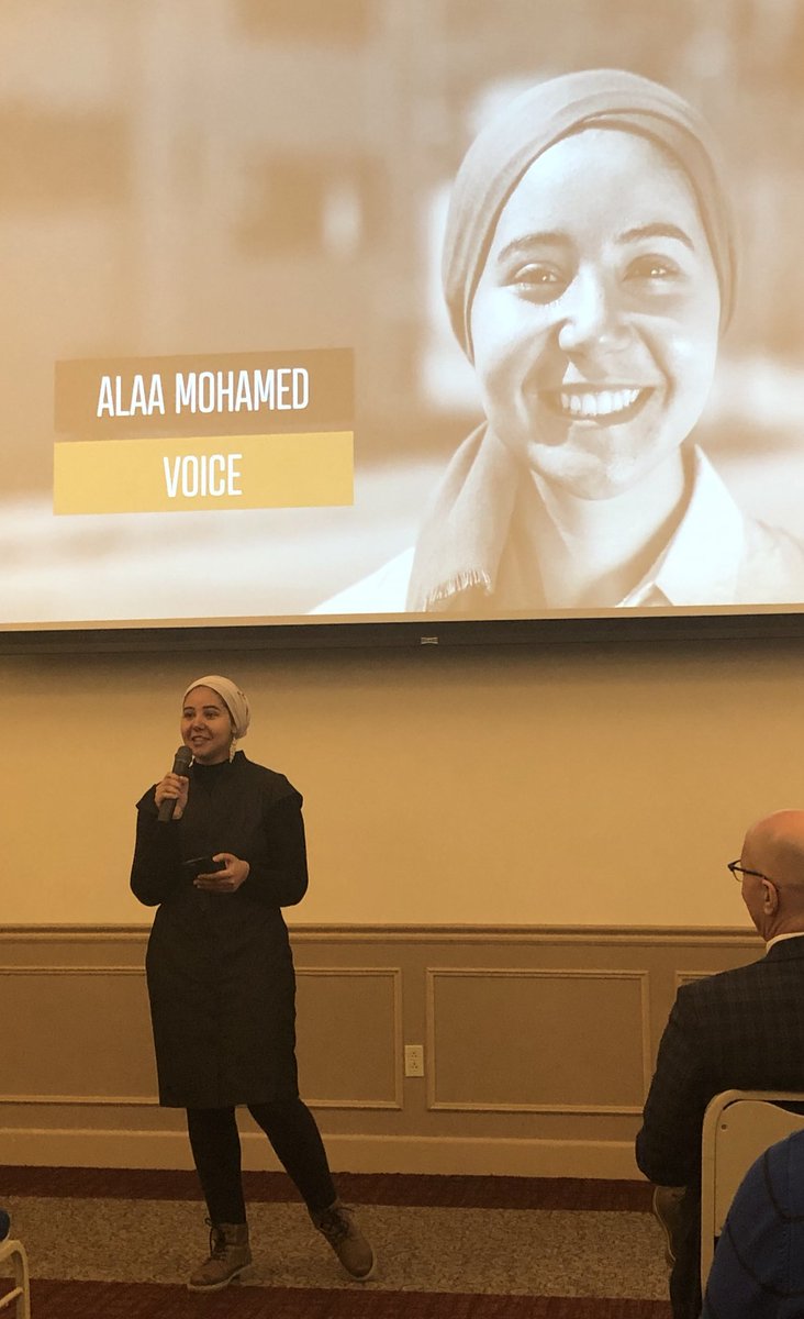 gswitchboard's tweet photo. The Switchboard’s own Alaa Mohamed speaking on VOICE at the Creative Mornings kickoff event for the Inclusive Innovation Summit. Challenging all of us to ask: who are you listening to? Reading? Watching? Seek out new voices. #cmpgh #weinnovatePGH https://t.co/Ubih5fVoHl