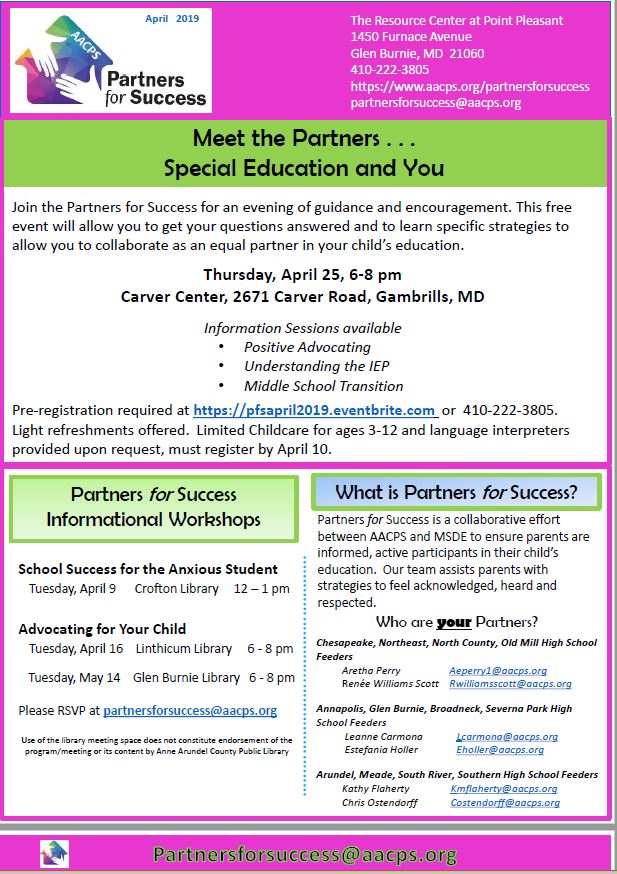 April newsletter and flyer for the upcoming Meet the Partners event
