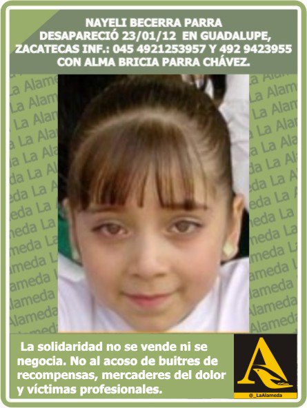 #Tebuscamos Nayeli Becerra Parra 23/01/12 #Guadalupe #Zacatecas #911
