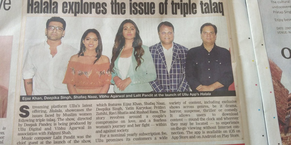We hope you guys are watching and loving the show #Halala only on <a href="/ULLUapp/">Ullu</a>! The entire team of #Halala today on <a href="/bombaytimes/">BombayTimes</a> @shafaqnaaz777 <a href="/KhanEijaz/">Eijaz  Khan</a> <a href="/ravibhatia333/">Ravi Bhattia</a> <a href="/DeepikaSinghFC/">DeepikaSingh FC</a>