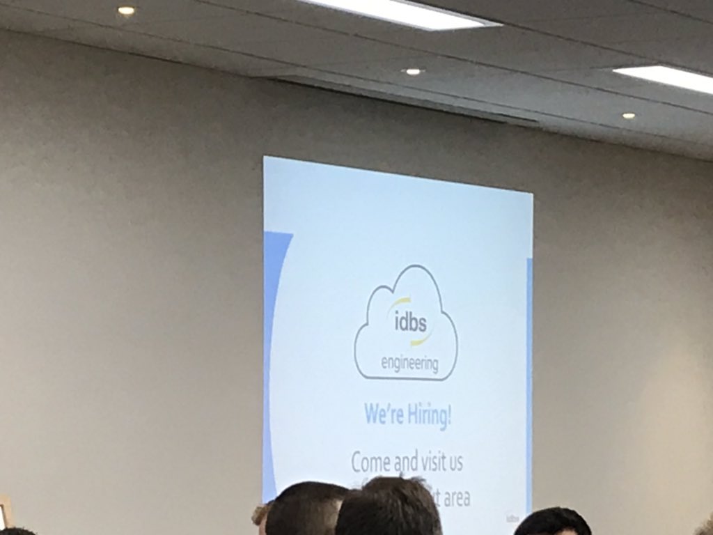 wandit's tweet photo. Great to see the IDBS engineering logo on the big screen. Come join us - https://t.co/cx9XGc5pHr #scalesummit19 https://t.co/7ct33XzDR9