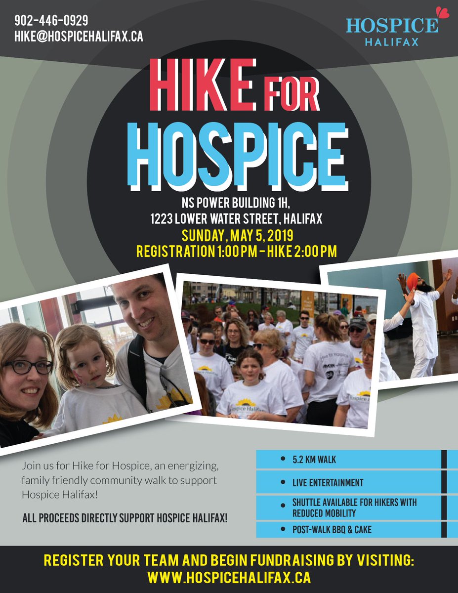 HospiceHalifax's tweet photo. Get active this coming May 5th and participate in the Hike for Hospice! https://t.co/ZSxdd4O6Ya