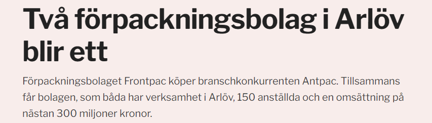 Burlov_Anna's tweet photo. Arlövsföretagen Frontpac och Antpac går samman. Det är med glädje som vi ser att företagen går samman och tar sig an en större marknad. Vi önskar er lycka till! #tillväxtresan #företagsammaburlöv
https://t.co/1rFVcHENPn https://t.co/XuqIi1D9Zx