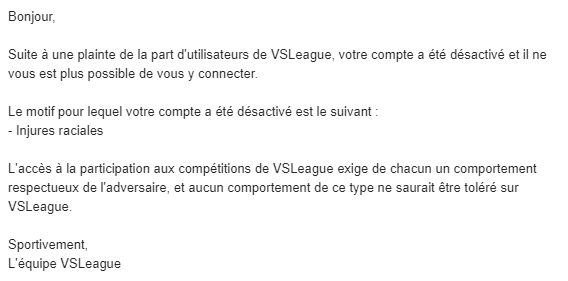 VersusLeague's tweet photo. @Koldka La décision a été prise ; tolérance zéro. ⚖️
On espère qu'il s'agit de la seule intervention du type que nous aurons à faire en attendant le système d'arbitrage ! 
Désolé pour la gêne en tout cas, on espère que ça ne se reproduira pas. 😉 https://t.co/XTndjkDecK