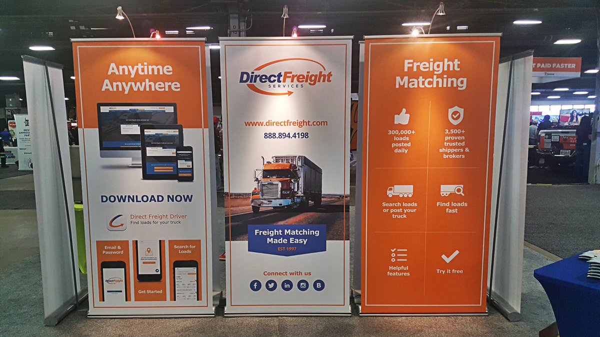 Direct_Freight's tweet image. Here are just a couple photos from #MATS #MATS2019 so far.  One of the @Direct_Freight founders is pictured here talking with show attendees about our load board and awesome new app! Hey, Steve! If you&apos;re out at MATS, go say hi to Steve.