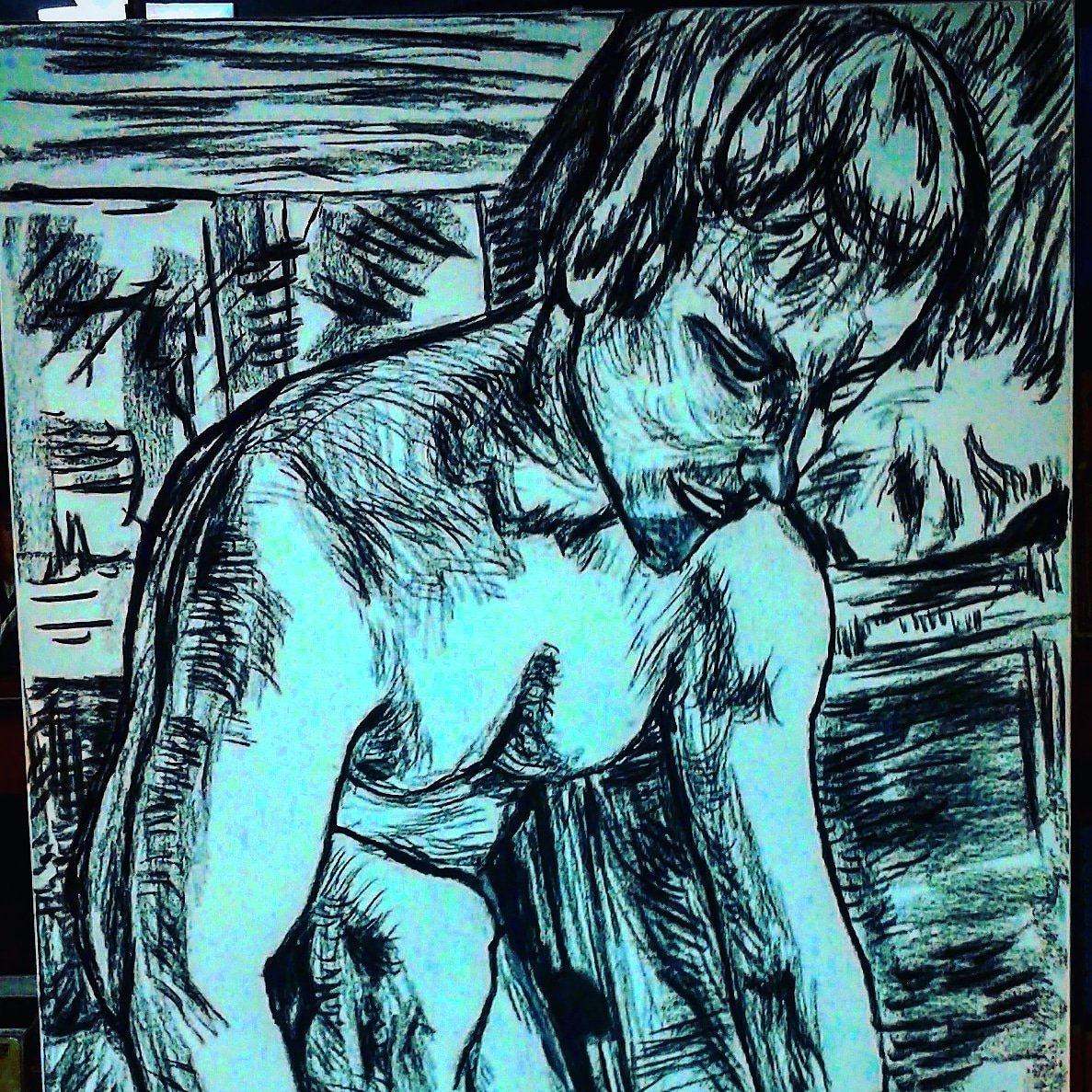 NickolasHadzis's tweet photo. #fineart #drawing #portrait #art #modernart #figurativeart #tommy #malemodel #malenude #takingoffclothes #puttingonclothes #beefcake #muscularbody #maleform #modelinartistsstudio #nicksartstudioandhanddoneshirts #artistnickolashadzis https://t.co/vXmr5zqSCr