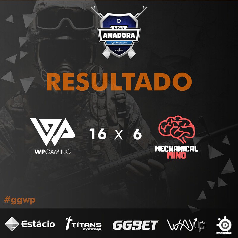 wpgamingoficial's tweet photo. Estreamos com vitória na Liga Amadora de CS da Gamers Club!!!
16 a 6 contra a Mechanical Mind.
Segunda tem mais contra a Mortal Gaming!
#gowp #ggwp #csgo #cs #counterstrike #wpgaming #ligaamadora #gamersclub #cs:go #globalofensive #csraiz #awp #ak #colt https://t.co/GGNwK0bonS