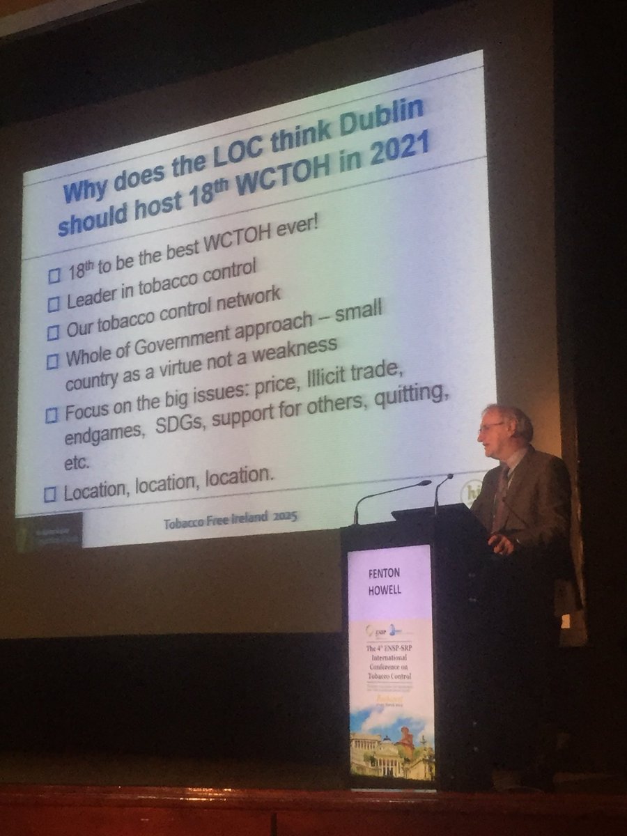 enspbrussels's tweet photo. Dr. Fenton Howell, Department of Health Ireland, announces #WCTOH 2021 Dublin to #ECTC participants at the closing plenary #ENSPNetwork @TheUnion_TBLH https://t.co/nPUzpKU6Ar