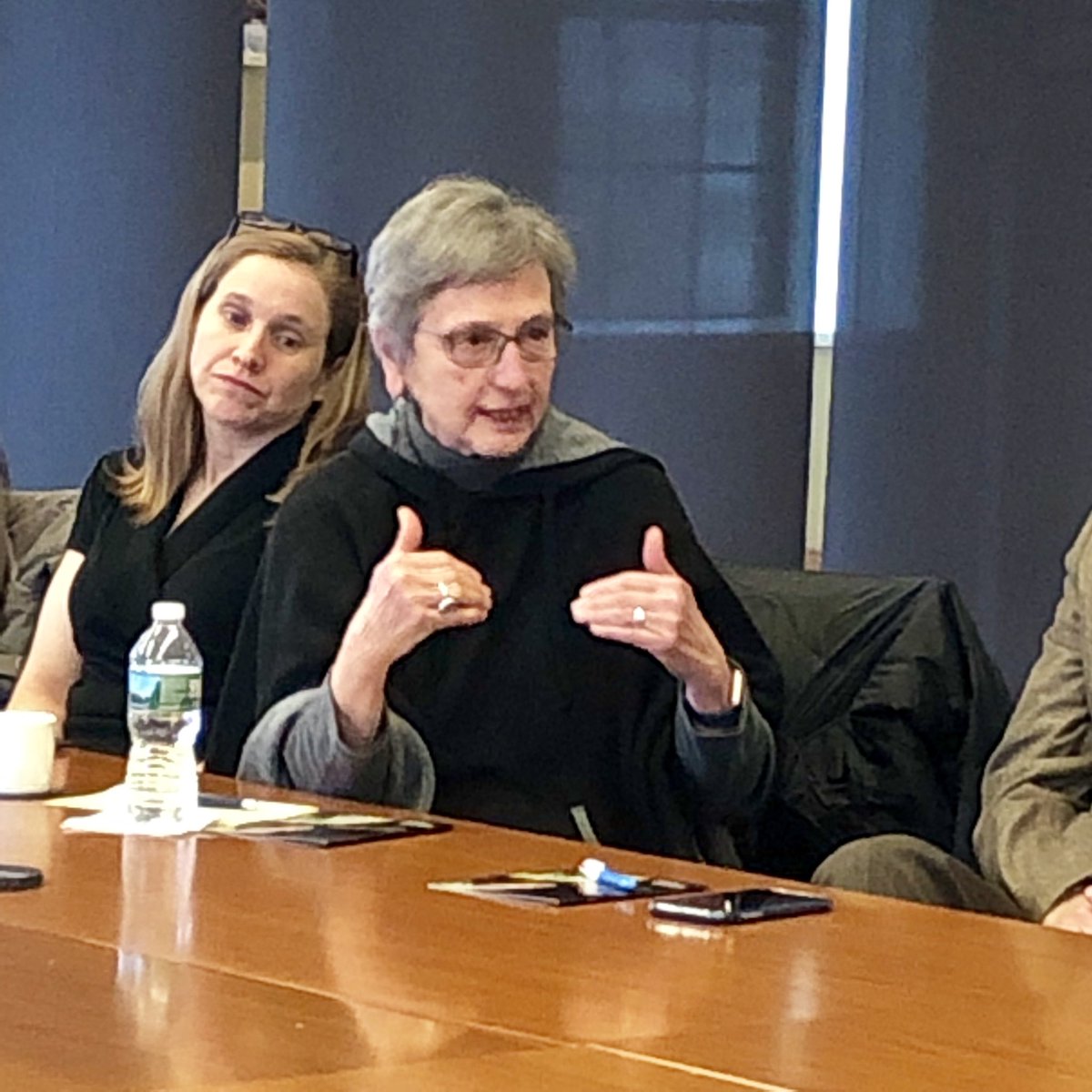 JFWMaine's tweet photo. #jfw2019 Courage is Contagious Award recipient, Lucky Hollander, discusses system gaps for Maine’s immigrant community with ME’s Commissioner of Labor, Laura Fortman. @MeEqualJustice @Goworldlee @UMaineLawDean @cieestudyabroad @MEWomensLobby @MaineWomensFund https://t.co/dDad7FqaBA