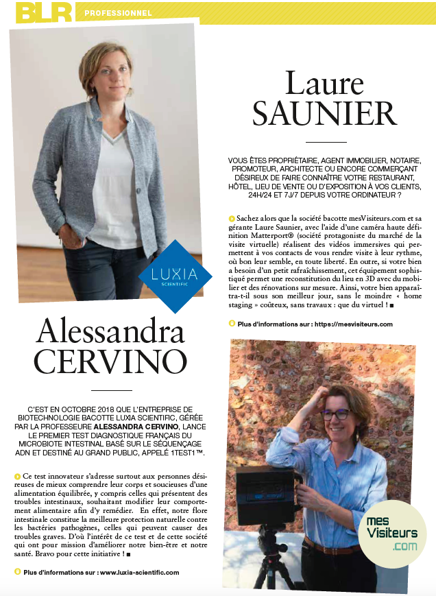 LuxiaScientific's tweet photo. Luxia Scientific est dans la #presse ! 😃🎉
Retrouvez le Pr Alessandra Cervino, CEO et fondatrice de Luxia Scientific, dans BLR magazine, pour vous parler de #1test1 notre test d'analyse du #microbiote intestinal 🧬
#santé #diagnostics #madeinFrance #solution https://t.co/yr9MAe8v4a