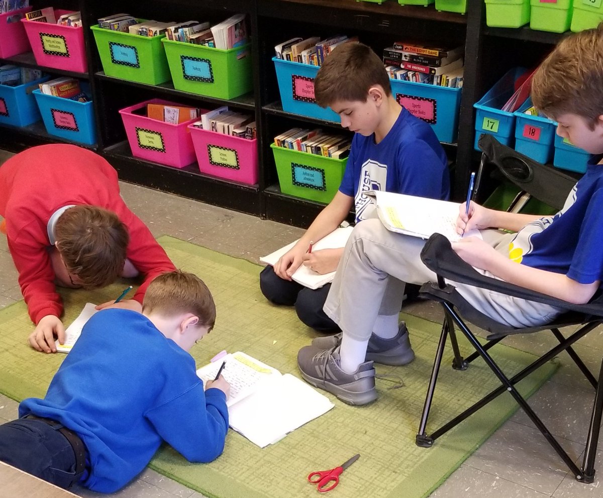 MrsBakerGH's tweet photo. Using silly story starters and taking turns adding to the stories in our groups. #writearound #shownottell #creativewriting @GreathouseElem @MsBryant_128 https://t.co/XrnNrspsqL