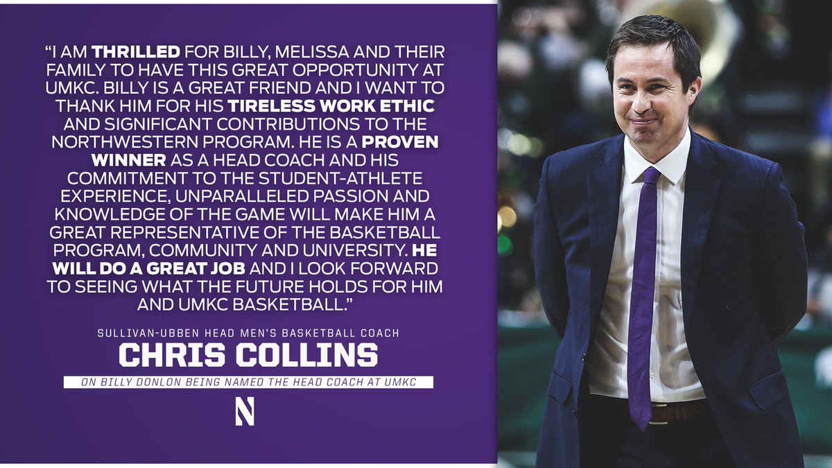 Northwestern Basketball (@numensbball) on Twitter photo Thank you for everything, <a href="/CoachDonlon/">Billy Donlon</a>. @UMKCathletics got a good one.
#B1GCats | #TeamKC Thank you for everything, <a href="/CoachDonlon/">Billy Donlon</a>. @UMKCathletics got a good one.
#B1GCats | #TeamKC