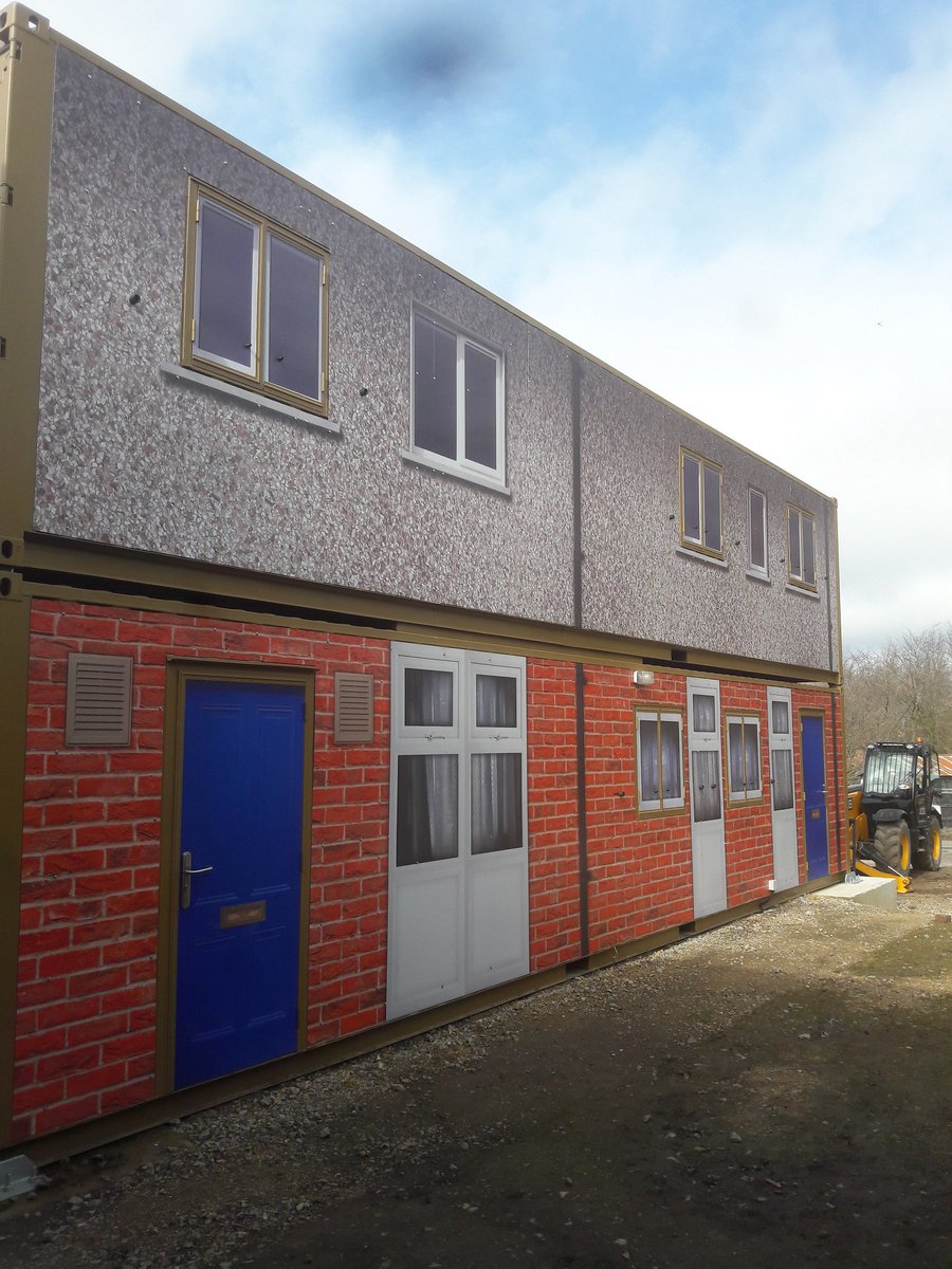 sdps's tweet photo. We have been busy boys and have had our second visit to an Army training ground. they have 30 odd 40 foot containers that they wanted to look like buildings and this is the result .. and we have another very happy customer.
for all your print jobs  give us a call 01691-676400 https://t.co/9h2WxGDaey