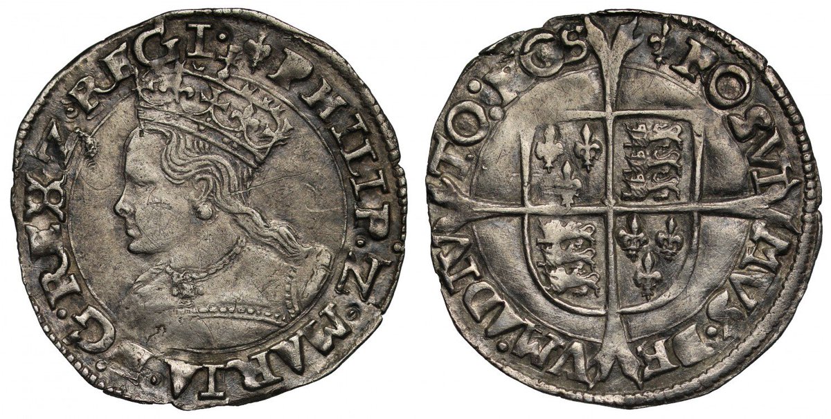 Philip and Mary Silver #Groat lis great portrait, good very fine, details on sovr.co.uk/philip-and-mar… #coins #tudorcoins #hammeredcoins #numismatics #britishcoins