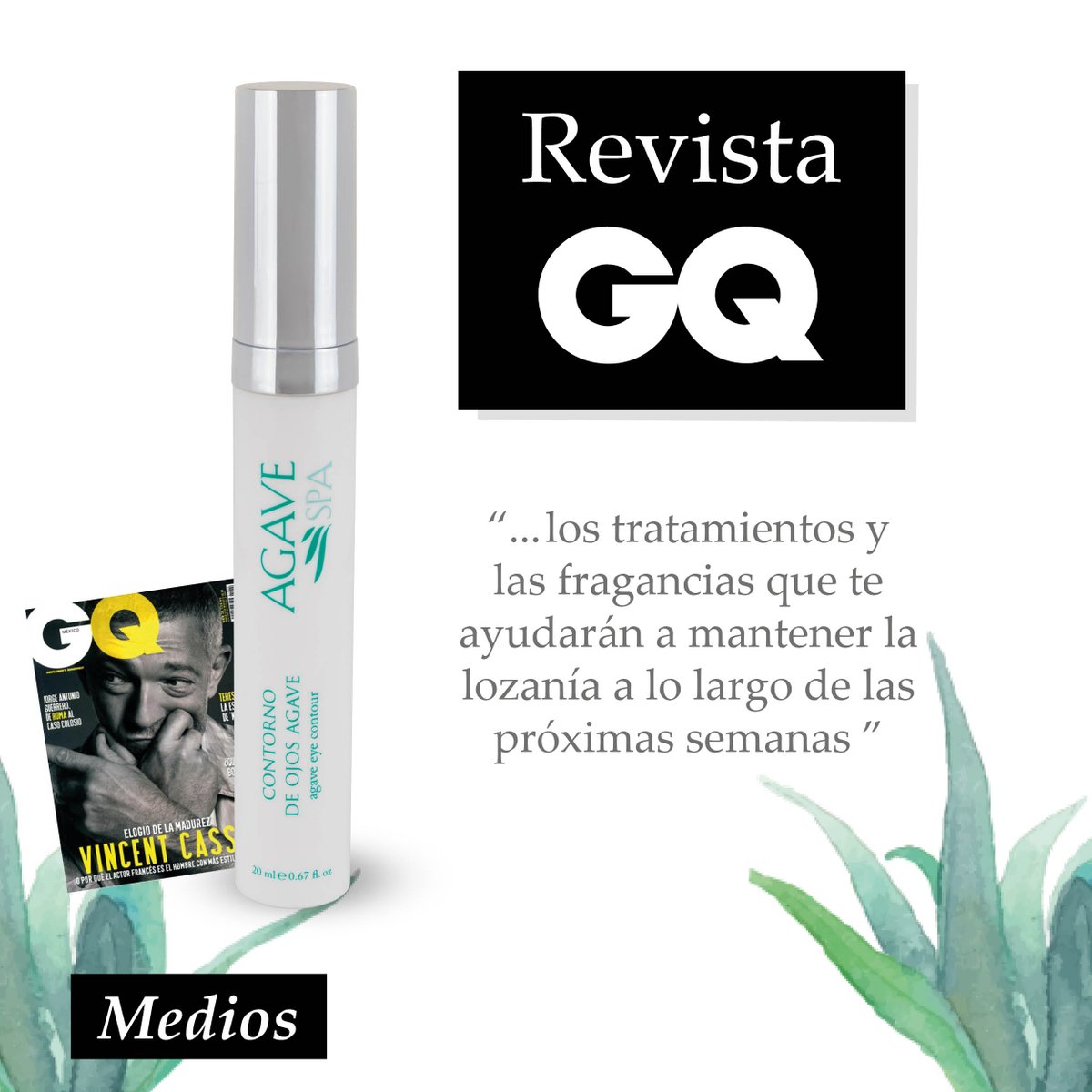 agavespamx's tweet photo. 🌞Somos una marca cosmética mexicana de lujo con recetas naturales profesionalmente formuladas, que aportan ingredientes curativos y humectantes. Por eso es que @GQ México nos recomienda, no te pierdas esta gran nota. #sunscreens #eyecircle #eyecircletreatment #skincare #agavespa https://t.co/mpIBgmp7fx