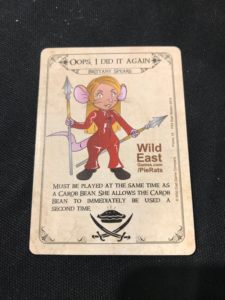 WildEastGames's tweet photo. Running out of PAX EAST promo cards for Pie Rats of the Carob Bean Farm. Booth 10094 #PAXEast #PaxEast2019 #pierats https://t.co/66AftdNbM6