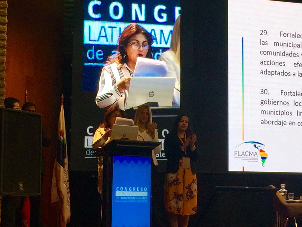 Alcaldesa de #Paillaco, Ramona Reyes, finaliza su participación en <a href="/CongresoFlacma/">Congreso Latinoamericano FLACMA Chile 2019</a>, realizando lectura de algunas de las conclusiones de la Comisión #Municipios, #Género y #Equidad
<a href="/AChMChile/">ACHM Asociación Chilena de Municipalidades</a> <a href="/soyvaldiviacl/">soyvaldivia.cl</a> 
#Valdiviacl #LosRíos #CongresoFlacmaChile2019
