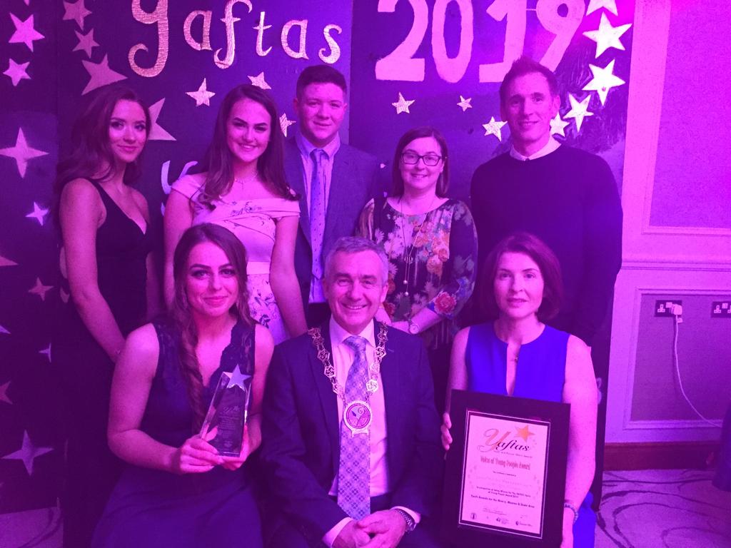 AFC_Wellbeing's tweet photo. @actionblues & @Actn4ChildrenNI want to say a massive congratulations to the truly inspiration students from @SMHSPE who won 'Voice of Young People' award at #YAFTAs2019. 🥇🥇🥇#DownpatrickBlues are SO proud of you all. #FutureTalent #YAFTAs @Ed_Authority @newryyc https://t.co/ySzDNOM6NE