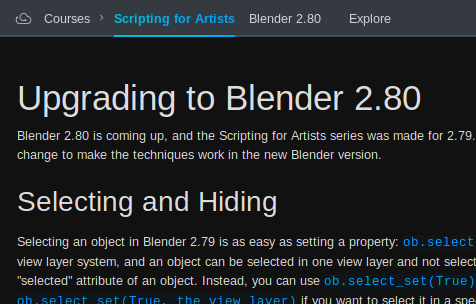 BlenderStudio_'s tweet photo. Look at that, a small how-to-get-this-to-work-on-blender-2.8 page appeared at Scripting for Artists. Apparently it was easy to get things up &amp; running on the upcoming #Blender release.

https://t.co/KOS0HBHhDh

#b3d #cloud #ScriptingForArtists #Python #Blender2.8 https://t.co/BVskjtla6D