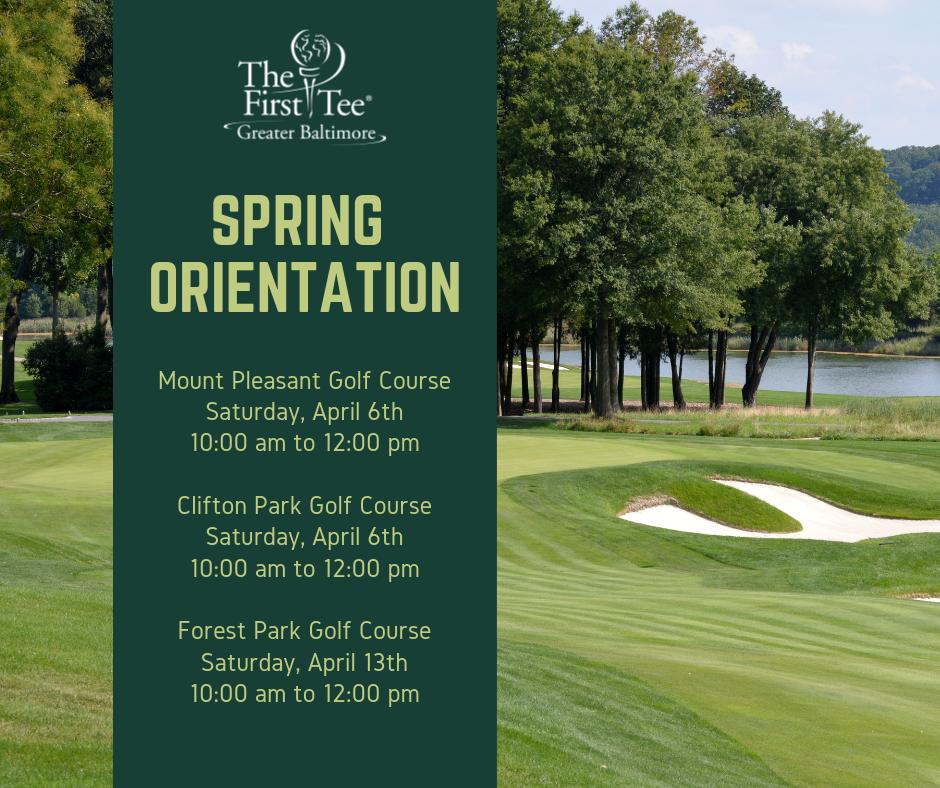 FirstTeeBalt's tweet image. Mark your calendars 🗓 Spring Family and Volunteer Orientation is coming up! Pick one of the three dates that works best for your schedule. We hope to see you there! #SpringProgramming #JuniorGolf #SpringGolf