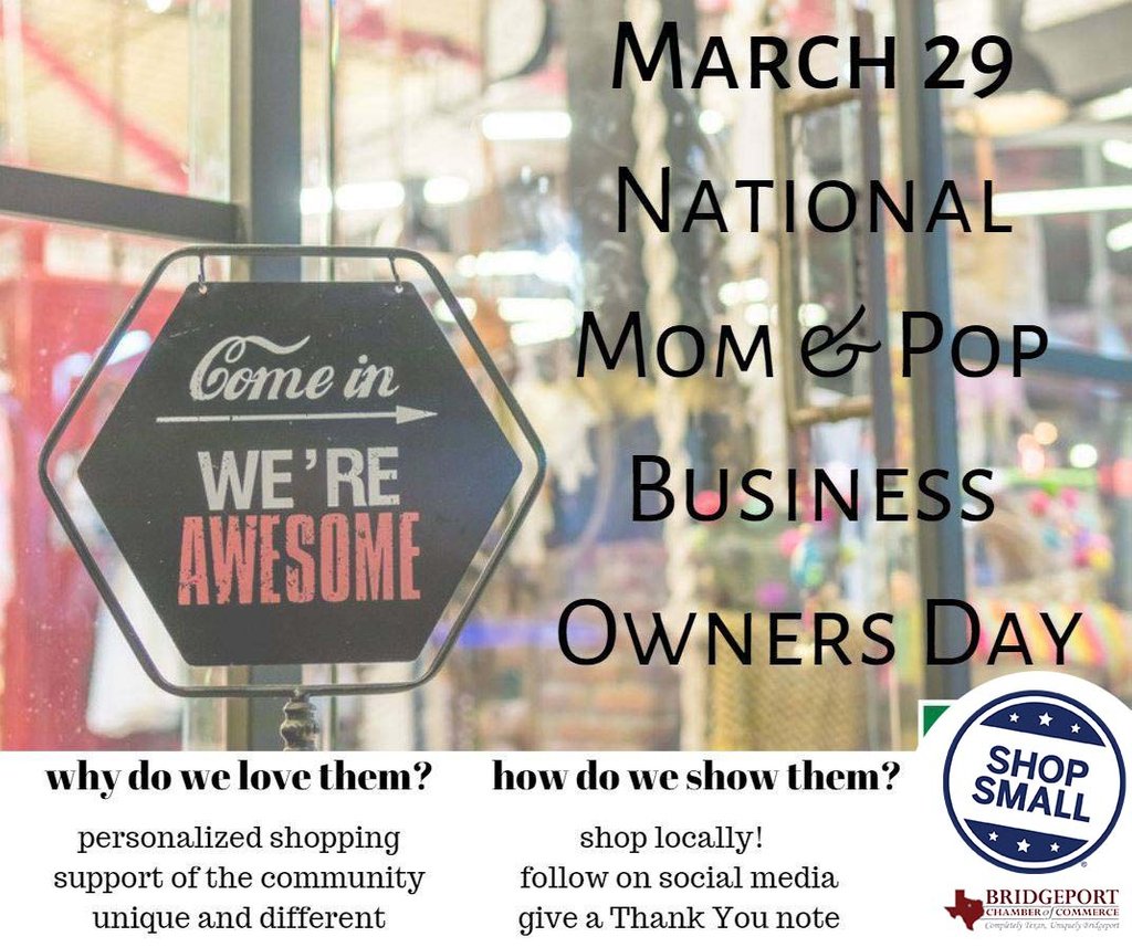 Today is National Mom and Pop Business Owners Day!

Be sure to (mom and ... ;) ) pop into your favorite small business today and show them some love <3

#BridgeportChamber #DestinationBridgeport #NationalMomandPopBusinessOwnersDay