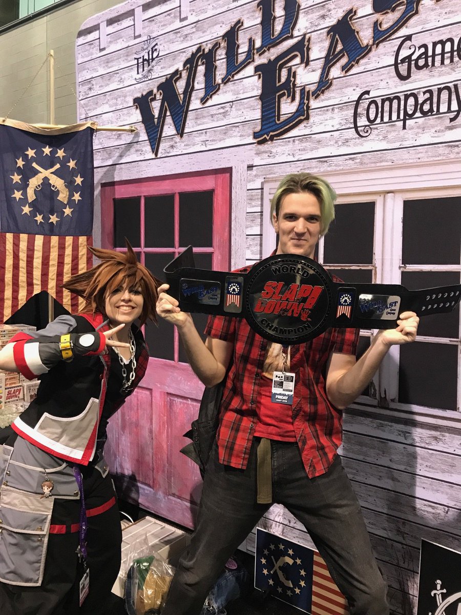 WildEastGames's tweet photo. Garrett crushed us on SLAP DOWN!  Come take the challenge and get your picture with the famous SLAP DOWN! belt. #PAXEast #slapdown https://t.co/O2jcXBSH28