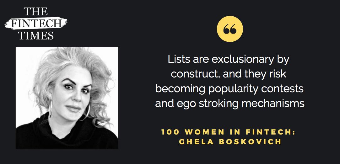 TFT EXCLUSIVE: <a href="/FemTechGlobal/">FemTechGlobal</a>'s  <a href="/GhelaBoskovich/">Ghela Boskovich</a> Talks Gender Parity, Equality of Opportunity and "Top 100" Lists ow.ly/Usdd30oedO2 #Fintech #FintechUK #WomenInTech