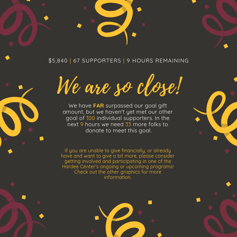 FSUHardeeCenter's tweet photo. At the most recent website refresh at 11:26 am, the Hardee Center has received $5,840 from our supporters!
We are completely flabbergasted at this number and incredibly excited to increase and grow our projects and plans beyond initial estimates!! https://t.co/ITYfPfUt5J