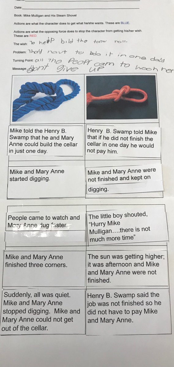 Sequencing the actions in Mike Mulligan &amp; His Steam Shovel. #LeonardoBears NJ  # Mtpspride