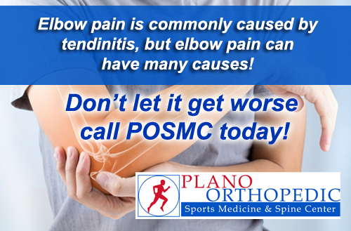 Elbow pain is commonly caused by tendinitis, but elbow pain can have many causes! Don’t let it get worse call POSMC today!
   
  Call POSMC today at 972-250-5700 or go to posmc.com