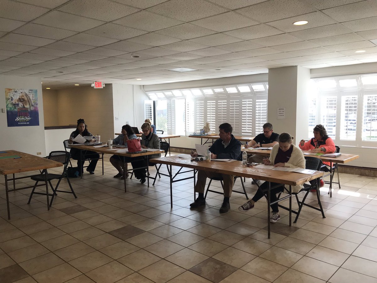 jag_ce's tweet image. Part of what the students have to do is submit their resumes credentials for scoring.  Here’s our team of judges reviewing and scoring everything the students submitted. #SHED2019 #2019SHED @WCPSS @michellecfsnc @ABC11_WTVD @WRAL @WNCN