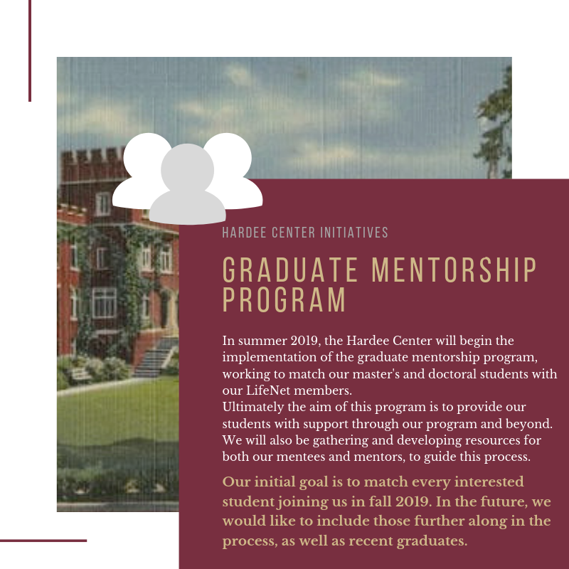 FSUHardeeCenter's tweet photo. Graduate Mentorship Program:
In summer 2019, the Hardee Center will begin the implementation of the graduate mentorship program, working to match our master's and doctoral students with our LifeNet members.
https://t.co/0BtcXrNxUY https://t.co/6Qm9eY1hOm