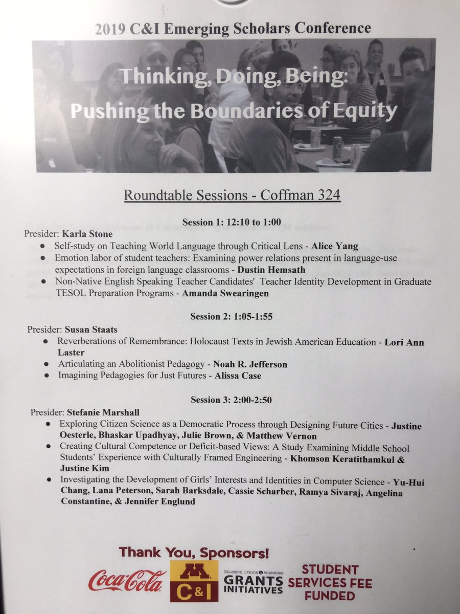 yhuiChang's tweet photo. @UMN_CI Paper and roundtable sessions #CIESC19 this afternoon. Hope to see you there! https://t.co/045Ilry8vQ