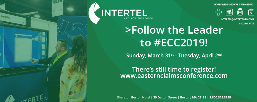 Intertel_Inc's tweet photo. #FollowtheLeader to #ECC2019! Three days devoted to Life, Disability, and more! Stop by our booth to enter for our mystery prize! #INTERTEL #claims #medicalcanvass #insurance #insurancefraud #ecc2019 #groupclaims #longtermdisability #shorttermdisability #preexistingcondition https://t.co/vpLlgPVRqv