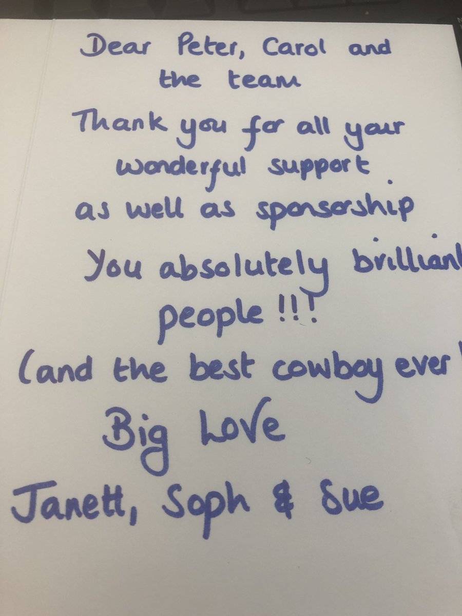 Lovely personal letter of thanks received today from <a href="/createaflock/">FLOCK</a> &amp; <a href="/sue_howorth/">Sue Howorth</a> re <a href="/Cartmells/">Cartmell Shepherd Solicitors Carlisle</a>  @fambizcumbria support - thank you soooo much ladies - an absolute joy to work with you - and yes @Cartmells_Peter does make the best cowboy ever #theloneranger
