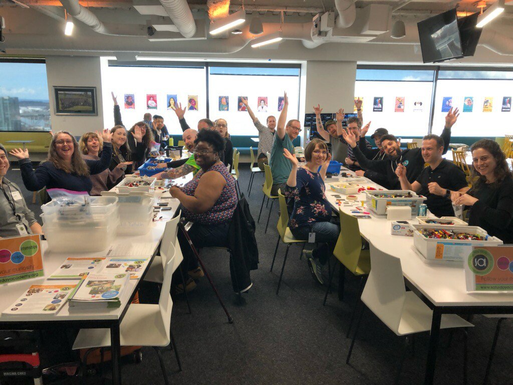 saturdayacademy's tweet photo. What an incredible turnout yesterday! A BIG thank you to @newrelic for volunteering your time with us! Four huge bins were sorted meticulously, brick by tiny brick. Thank you again for your dedication and support, we couldn't have done this without volunteers like you! #LEGOSort https://t.co/SbfqWqfokl