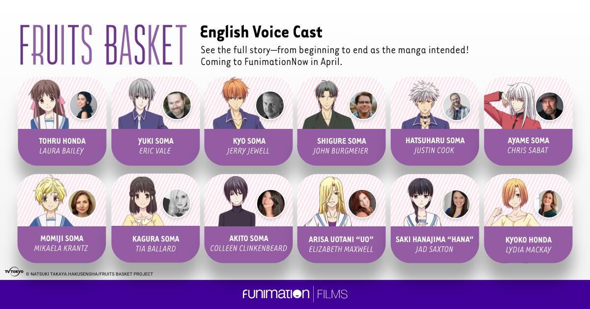 Fruits Basket on X: 💗ICYMI: Here's a rundown of all of the English voice  cast announced for Fruits Basket! 💗 Which character are you most excited  to hear in the new season?