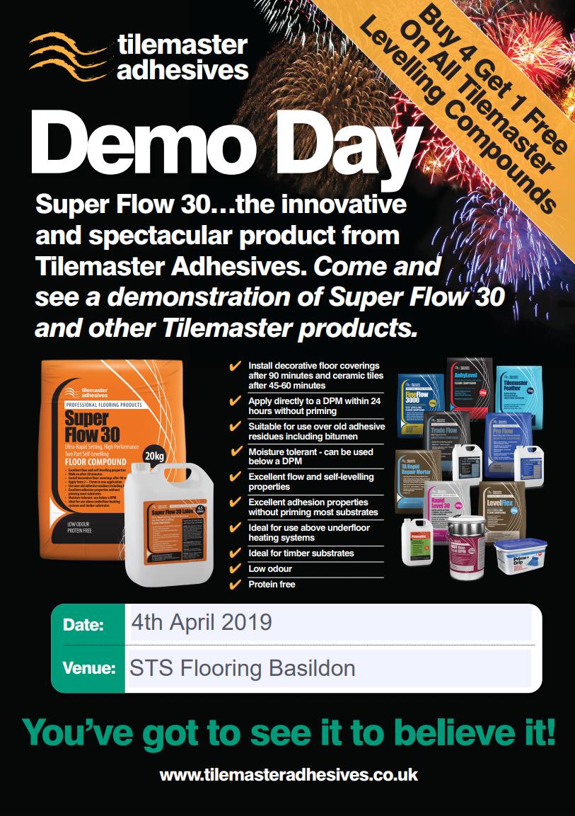STSFlooring's tweet image. Join us for the Tilemaster Demo Day on 4th April, 7.30am - 1pm, at our #Basildon depot for a demonstration of Super Flow 30 &amp;amp; other #Tilemaster products. Buy 4 get 1 free on all Tilemaster Levelling Compounds!

📍 Zenith Industrial Estate, Paycocke Road, Basildon, Essex, SS14 3DW