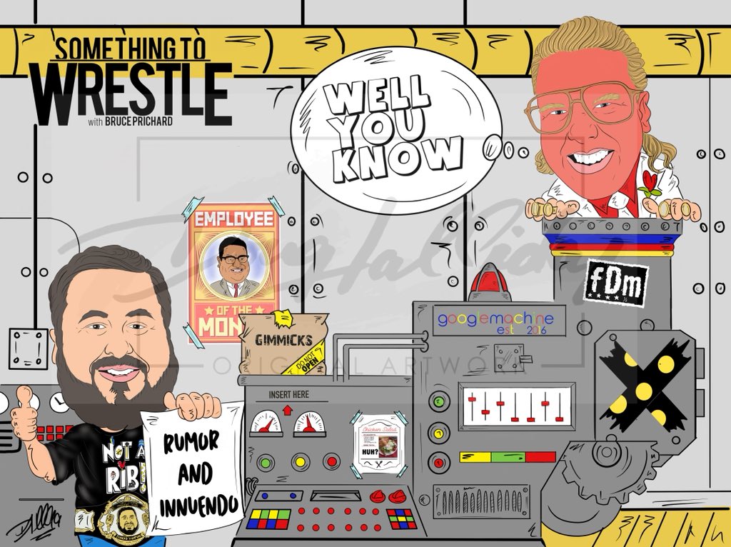dhallidayart's tweet photo. It’s Friday folks! You know what that means! Another @PrichardShow with @bruceprichard and @HeyHeyItsConrad throw that in your Google Machine! #GoogleMachine #WrestlingArt #WellYouKnow https://t.co/9PeloPYNuc