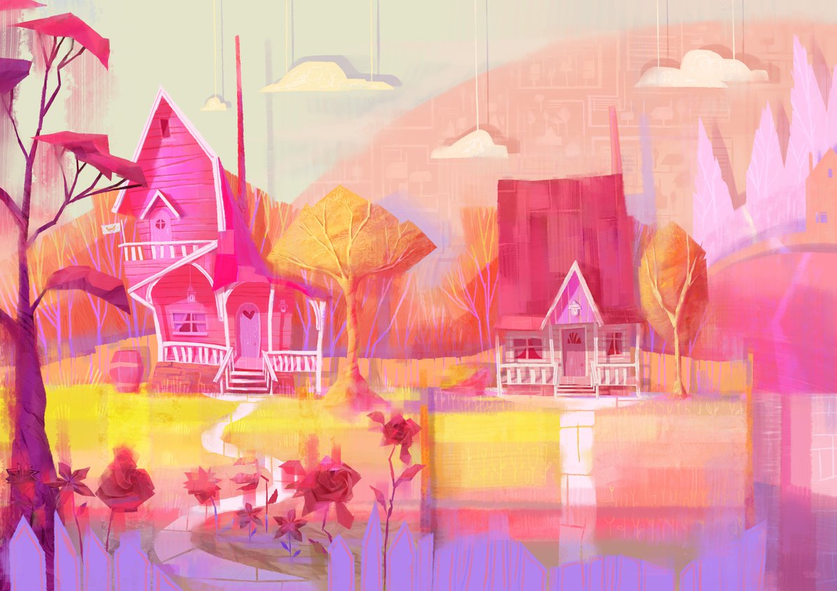 AmyLewis_Art's tweet photo. Morning version of my previous visual development painting :) Night scene next! See my Instagram for super close-ups! https://t.co/PLPik56VH2 #colourstyling #animation #backgroundpainting https://t.co/KUG2zglvXG