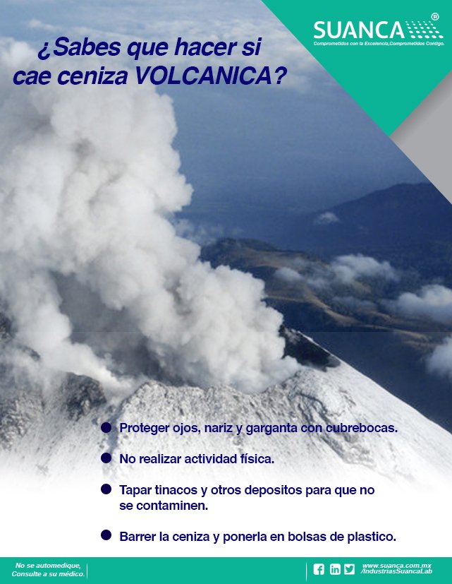 Los niños, los adultos mayores y las personas con problemas  respiratorios son más propensos a tener un problema de salud por la  ceniza volcánica, toma en cuenta estas recomendaciones. #NosotrosCuidamosTuSalud