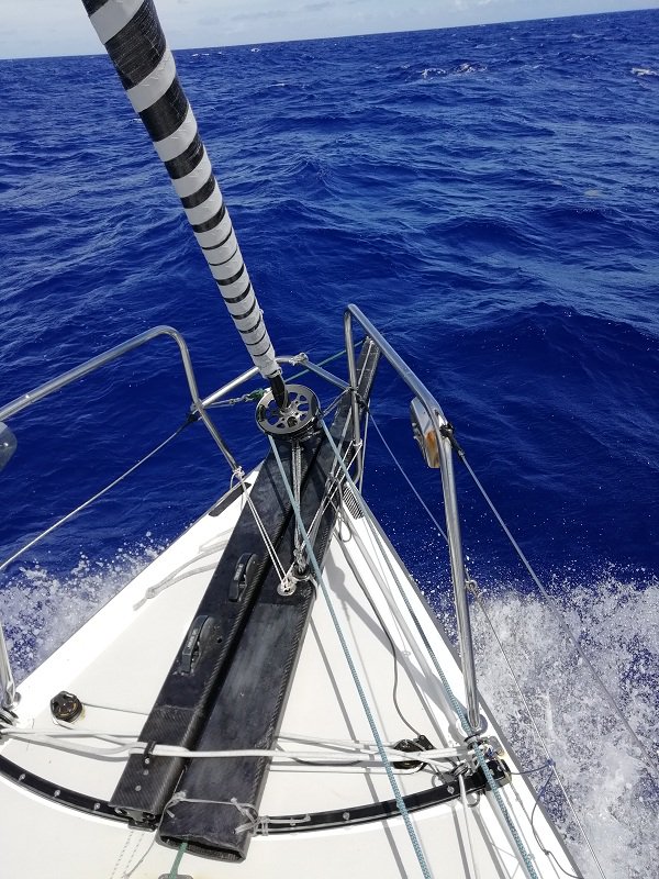 EspritScout's tweet photo. J+6 #espritscout sur le #defiatlantique Nouvelles du bord : suite à la casse de la sous-barbe et du bout dehors,  nous essayons d'envoyer un spi avec un bout-dehors de fortune, pour le moment cela tient !"@AssoClass40 @ScoutismeFR  @EEUdF  A suivre sur https://t.co/hqbJXOz6XB https://t.co/p6ZcNbXAEA