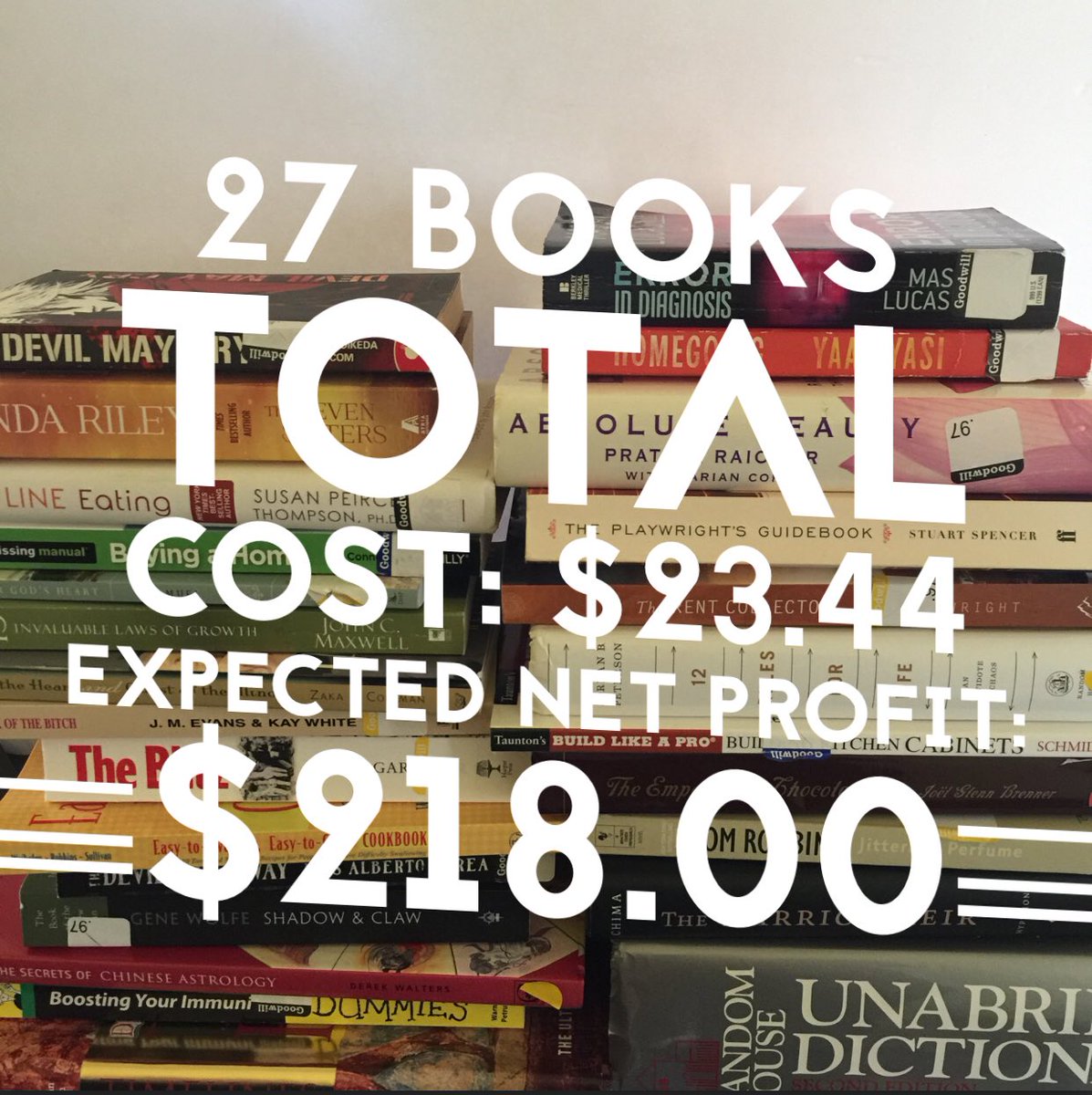 JourneyProfits's tweet photo. The book hustle is real! Be sure to subscribe to our channel. New book video coming up on Monday. #reseller #amazonfba #entreprenuer #howto #selfemployed #journeyforprofits #partimework #thrift #scoutiq #accelerlist #sidehustle #WorkFromHome #gogetit #wontstopcantstop #hustlehard https://t.co/HScFZZhs3C