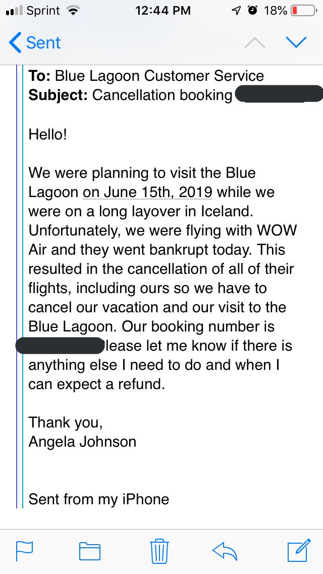 nanglgrl1976's tweet photo. Thanks for kicking me when Iโm down Blue Lagoon. First WOW Air stole my hard earned $2000, now Blue Lagoon canโt make an exception to their policy and refund the full amount of a reservation made last week for a trip two months away. #bluelagoonIS #WowAir #wowairlines #Iceland https://t.co/WFof0gB4mV