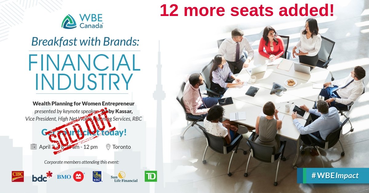 WBECanada's tweet photo. FINANCIAL EVENT UPDATE
If you have not registered yet, this is your last reminder - registration closes on Sunday. This event is officially sold out, but we decided to open 12 more seats! Claim your seat while they last! https://t.co/kMDsGmc8It
#business #sales #networking #b2b https://t.co/hlSsgJJCs2