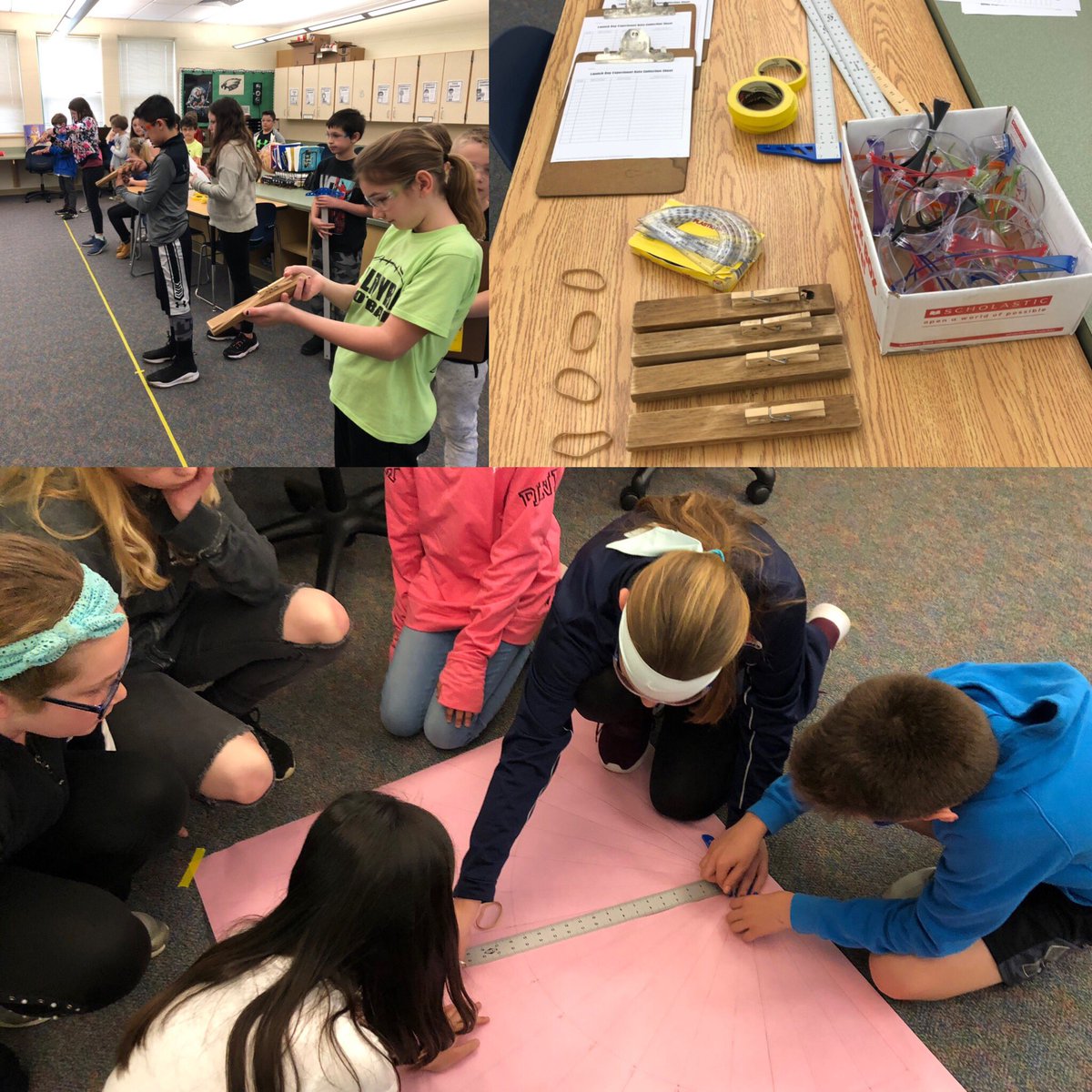 StemPasd's tweet image. What better way to prepare for the rigors of standardized testing than an authentic rubber band launch activity focused on distance and angle measurement?! #realworldmath #measuringangles #teamwork #learningisfun #stemforall ⁦@PADeptofEd⁩ ⁦@PalmyraSchools⁩