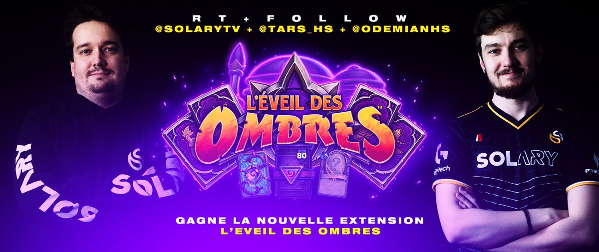 SolaryTV's tweet image. La nouvelle extension #Hearthstone arrive très bientôt ! On vous fait gagner un dernier méga pack 🔥

Pour participer :

➡ #RT ce tweet
➡ #Follow @SolaryTV @OdemianHS &amp;amp; @Tars_HS

À gagner : 80 boosters + le nouveau héros + 1 dos de carte + 1 légendaire dorée

T.A.S le 4 avril !