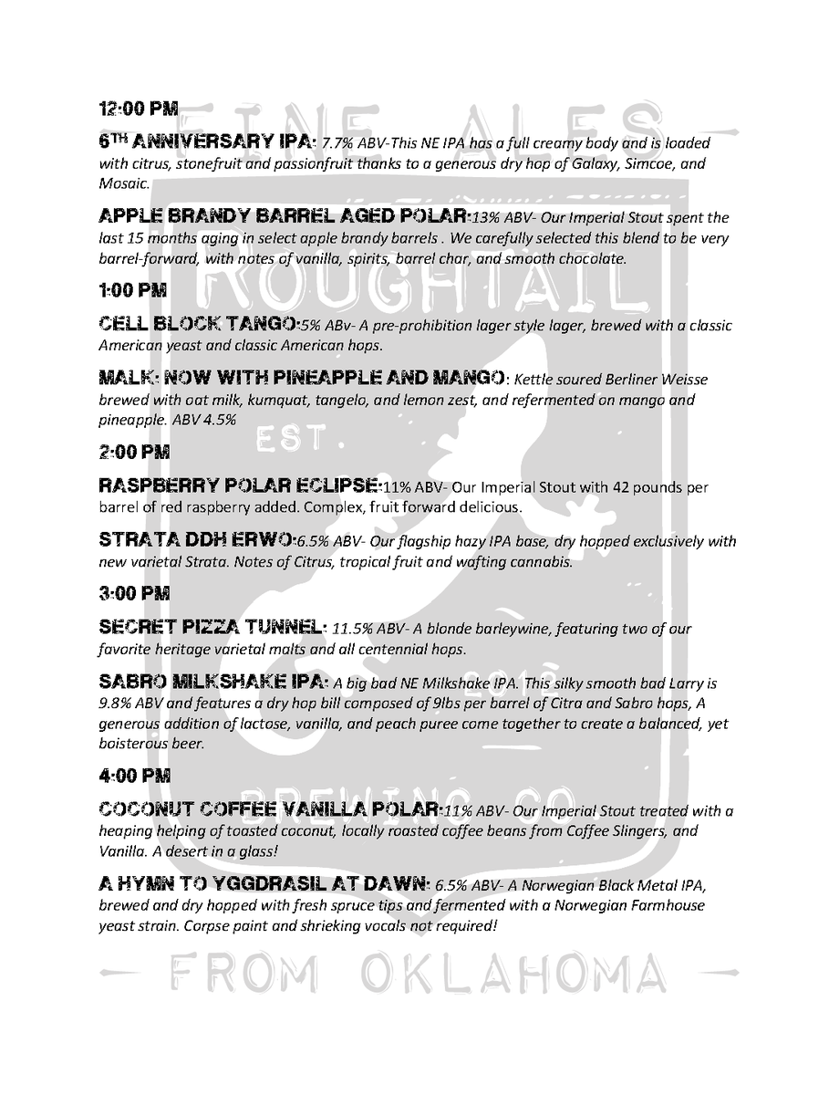 Here's the finalized beer list with all the juicy descrptions! Hope to see everyone next Saturday #roughtailbday