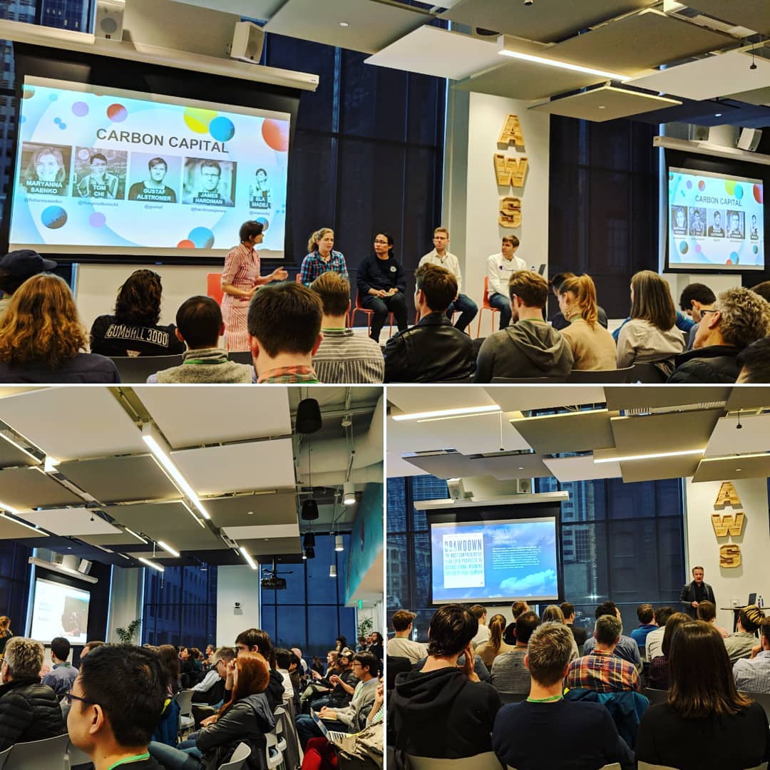AlinaAd's tweet photo. Edifying event with a full house of investors, entrepreneurs, and industry leaders discussing opportunities and challenges combating #ClimateChange and #carbonreduction. Thanks to all the speakers and pitching #startups! @impactdottech #carbonimpact https://t.co/xvDWwMKV3s