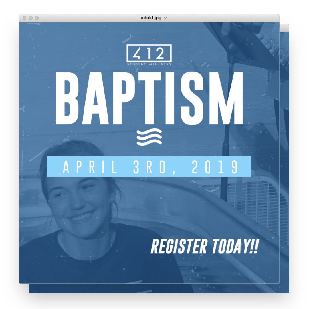 te_yth's tweet photo. If you are a student who is following Jesus, this IS your next step!
Register for 412 Baptisms on the TE Church App!
——
Students under 18 must have a parent-signed permission slip. Permission slips available at the “What’s Next” center on Sunday at @TheExperienceTE.
#412TE https://t.co/K6DobSKcRK